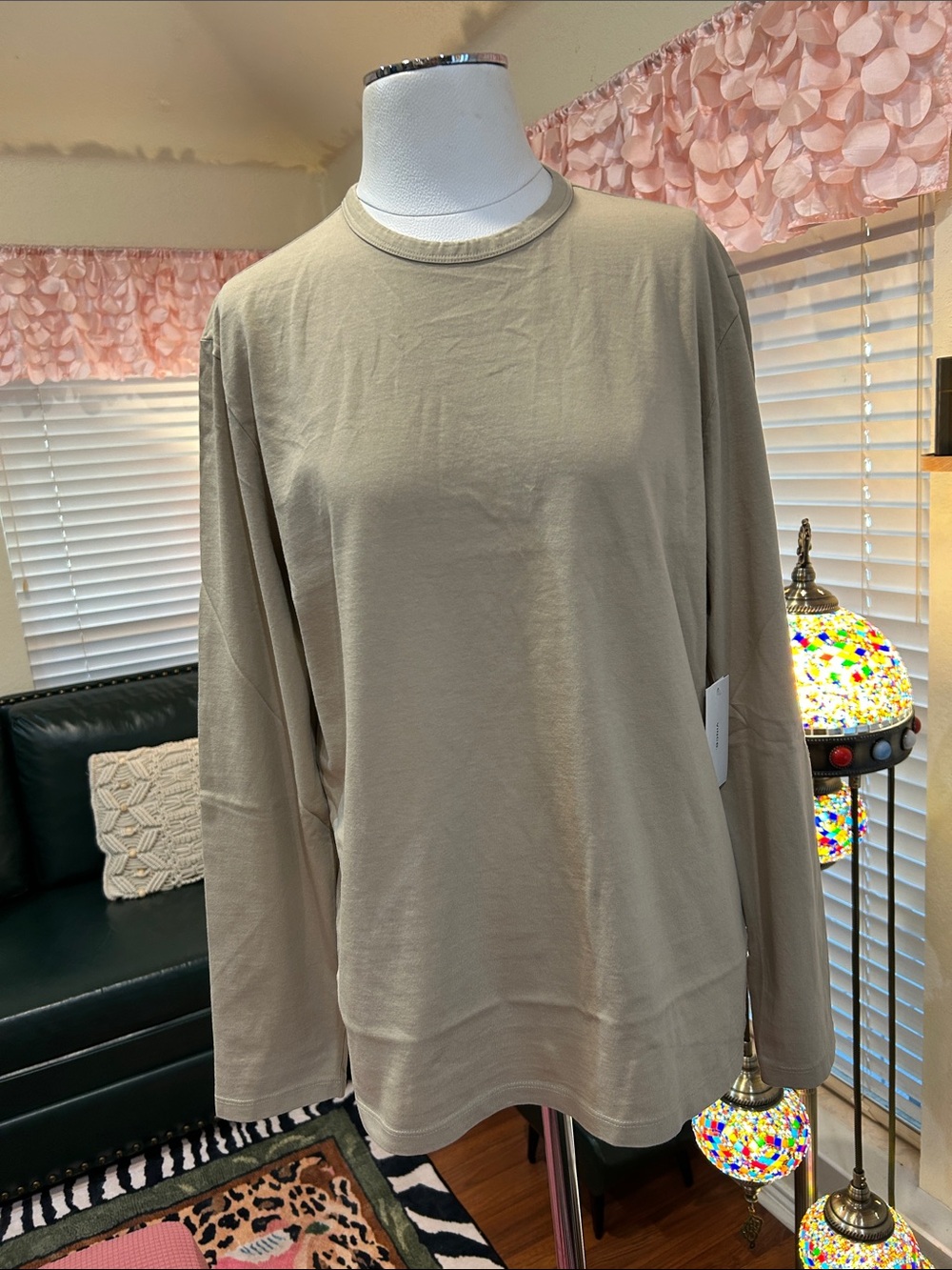Vince Long-Sleeve Crewneck Top - Brown